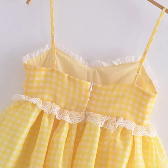 ❗SOLD OUT❗Organza Spaghetti Strap Puff Babydoll Dress - Picture 4 of 16